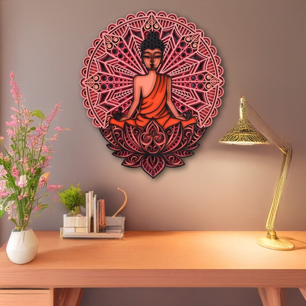 Lotus Buddha  Antique Wall Art - Image 3